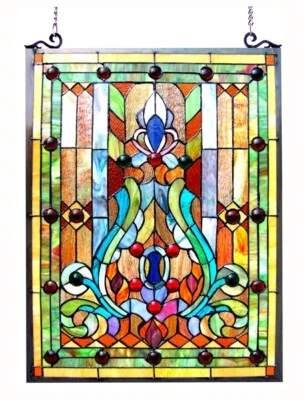 Panel de ventana de vitral estilo Tiffany 18" ancho x 24" alto victoriano UNO DE ESTE PRECIO Foto 1 de 3