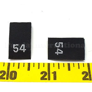 1000 pcs WOVEN GARMENT SEWING SIZE 54 LABELS in Black w White Letter Ship@US - Bild 1 von 2