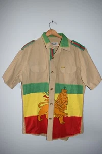 ABLANCHE MEN’S SHORT SLEEVE BUTTON UP LION GRAPHIC SHIRT RN83494 Sz XL - Picture 1 of 6