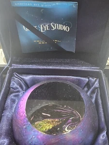 Glass Eye Studios (Celestial) Pluto Art Glass Paperweight 3” - Picture 1 of 5