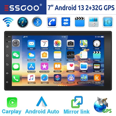 Android 13 Carplay Autoradio 2 DIN 7 Zoll Navigationsgerät WiFi RDS USB 2+32GB - Bild 1 von 4