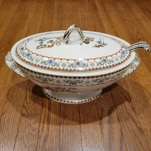 Vintage Copeland B Servierschale, um 1879, Spode, mit Deckel und Schöpfkelle Löffel - Bild 1 von 24