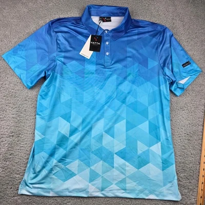 YATTA Golf Polo Shirt Mens XXL Baby Face Blue Geometric Athletic Fit - Image 1 of 4