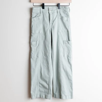 Abercrombie Kids Cargo Pants 11/12 Short Mint Green High Rise Wide Leg - Image 1 of 4