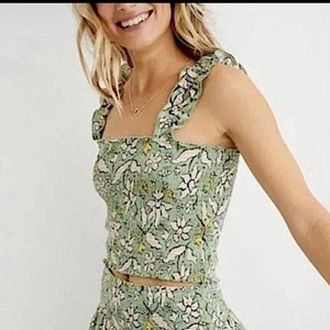 Camiseta sin mangas Aerie Jungle Thrills Smocked mujer verde medio floral (bin Z) - Imagen 1 de 8