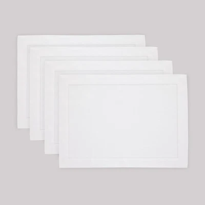 Linen White Placemats Set of 4 - 100% Pure Linen Placemats 14 x 19 Inch for F... - Image 1 of 4