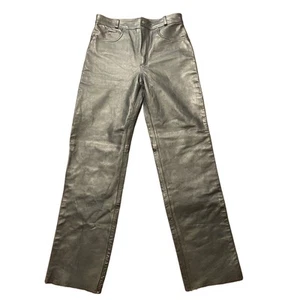 Beautiful perfect pair of black leather pants 32 small Italian made BONUS brand - Picture 1 of 10