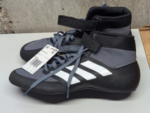 Men's Black/Grey Adidas Mat Hog 2.0 Wrestling Shoes #FZ5391 Size 8 - Picture 1 of 10
