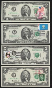 Lot of (4) 1976 $2 FRN FIRST DAY ISSUE STAMPS BI-CENTENNIAL NOTES 71158 - Picture 1 of 2
