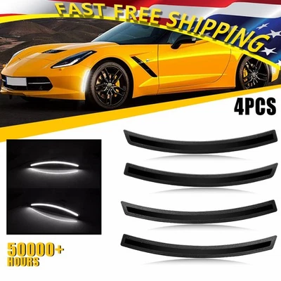 For 2014-2019 Chevrolet Corvette C7 4X Smoked Lens LED Side Marker Signal Light - Image 1 of 4
