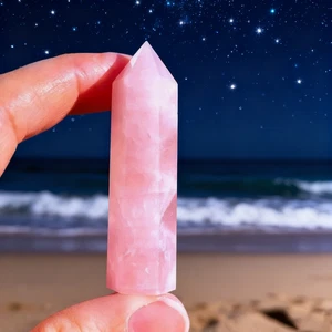 Puntos de torre de cuarzo rosa, varita de obelisco genuina, cristal curativo, atrae el amor - Imagen 1 de 6