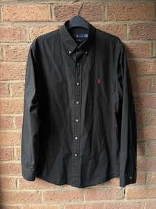 Ralph Lauren Herren Langarm Hemd Schwarz Baumwolle Stretch Classic Fit Große L - Bild 1 von 8