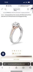 Verzauberte Disney Aurora 3/4 CT. T.W. Diamant Verlobungsring Weißgold Rosegold - Bild 1 von 11