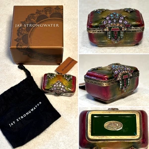 New w/ Tags JAY STRONGWATER Deco Treasure Chest Bejeweled Ring Trinket Pill Box - Picture 1 of 16