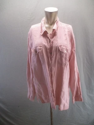 CHICO'S LINO Size XL/L Womens Pink 100% Linen Button Up Top Breathable Suit 650 - Image 1 of 4