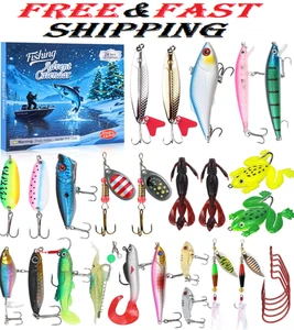 Calendario de Adviento de Pesca para Adultos 2025 Señuelo de Pesca Calendario de Adviento 24 Días Chri - Imagen 1 de 9