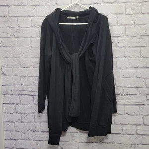 Sudadera con Capucha Soft Surroundings Imitación Bufanda Talla L Negra 100% Algodón Informal - Imagen 1 de 10