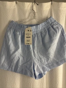 ZARA NEU DAMEN HIGH WAIST LEINEN BOXERSHORTS M BERMUDA HELLBLAU 8057/734/406 - Bild 1 von 4