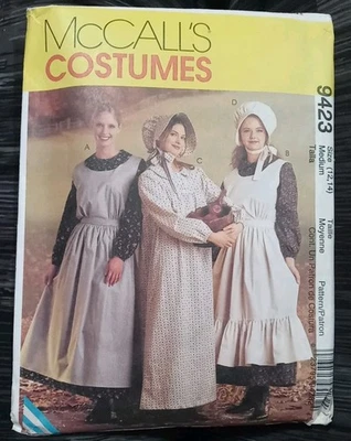 McCalls Pattern 9423 Pioneer Bonnet Apron Dress Prairie Colonial Size 12, 14 - Image 1 of 3