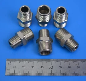 Conector reductor FLOWTECH 1/4" BSP a 3/8" BSP macho a macho x 6. 2510 / R1506 - Imagen 1 de 2