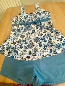ECUPPER Swimdress Tankini Set Plus Size 3XL Swimwear 2 Piece Boy Shorts BNWT - Picture 1 of 14