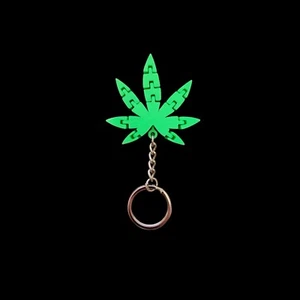 Portachiavi Fidget Flexi Foglia di Marijuana stampato in 3D - Foto 1 di 3