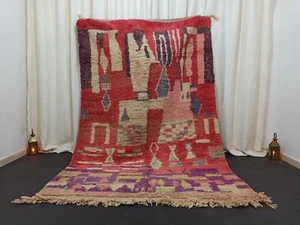 Tribal Berber Boujad Moroccan Rug Vintage Nomad Handmade Carpet 5'5" x 8'2" - Picture 1 of 12