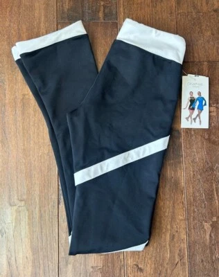 CHLOE NOEL ChloeNoel Ice Figure Skating Pants Black Leggings White Spiral Girls