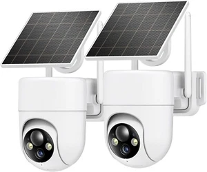 2K Solar Security Cameras Wireless Outdoor, 2PCS Outdoor Camera Wireless - Picture 1 of 8