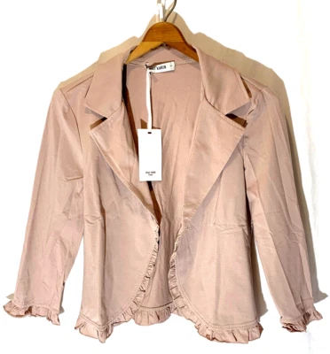 NWT Grace Karin Womens Open Front Cotton Stretch Cardigan Ruffle Trim S Pink - Image 1 of 3