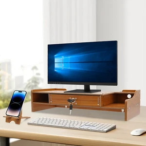 Monitor Riser Stand Computer Laptop Shelf Display Holder Organizer with Drawer! - Zdjęcie 1 z 11