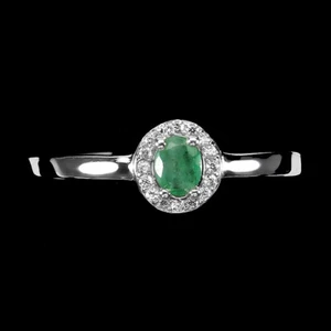 Sin Calentar Ovalado Esmeralda Verde 4x3mm Imitación Cz 925 Anillo Plata de Ley - Imagen 1 de 9