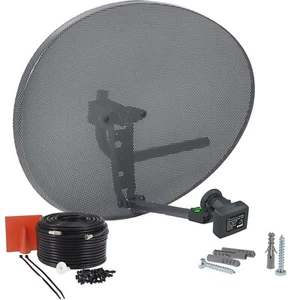 80cm Zone 2 Satellite Dish, Quad LNB + 40m Black Single RG6 Kit For Sky Freesat - Picture 1 of 11