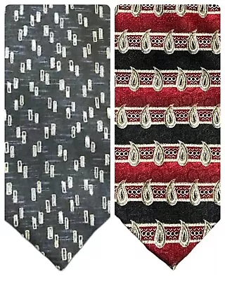 2 Pierre Cardin Mens Red Black Brown & Navy Blue Silk Necktie Ties - Image 1 of 4
