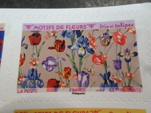 FRANCE 2021, timbre AUTOADHESIF MOTIFS de FLEURS, IRIS et TULIPES, neuf**, MNH - Photo 1/1