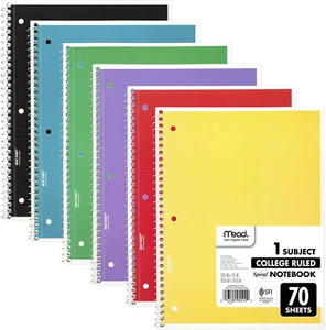 Mead Spiral-Notizbücher, 6er-Pack, 1-Fach, College liniertes Papier, 10-1/2" x 8", 70 - Bild 1 von 12