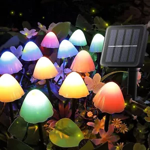 12 Pcs Multicolor Mushroom Solar String Lights for Outdoor Landscape Yard Decor - Picture 1 of 6