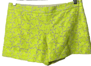 Pantalones Cortos J Crew Amarillo Bordados Floral Talla 6 Planos Frontal Lateral Cremallera - Imagen 1 de 6