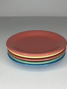 Fiesta Ware Salad Plate Set 5 Mixed Colors Peacock Flamingo Sea Mist Yellow A - Picture 1 of 4
