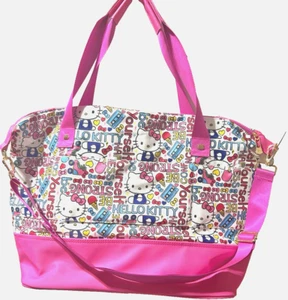 New Sanrio Hello Kitty White Pink Duffle Bag Carry On Overnight Travel Tote - Picture 1 of 11