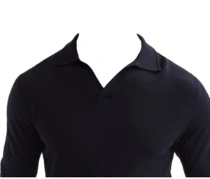 Reiss Merino Wool Navy Open Collar Sweater L - Picture 1 of 6