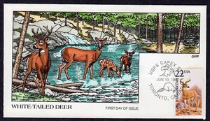 1987 CAPEX Wildlife (2317) - Collins Hand Colored WHITE-TAILED DEER FDC NW706 - Picture 1 of 1