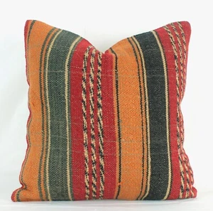 Funda de Almohada Kilim Turco Decorativa Negra Roja Naranja 18" Roja Kilim Sofá Almohada - Imagen 1 de 9
