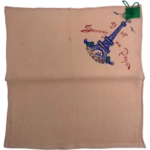 Pañuelo vintage 1945 recuerdo de París Torre Eiffel pañuelo Segunda Guerra Mundial GI rosa 10" - Imagen 1 de 4