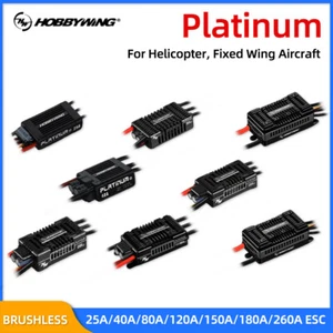 HOBBYWING Brushless ESC Platinum 25/40/80/120/150/260A For Fixed Wing Aircraft - Picture 1 of 29