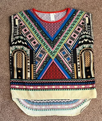 Needle & Thread Ladies Sleeveless Blouse Size M Square Very Colorful Aztec Print - Image 1 of 4
