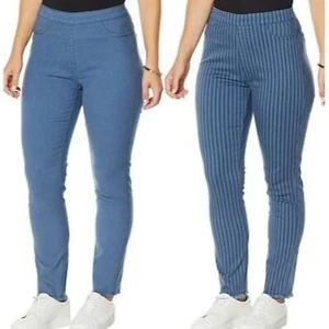 DG2 Diane Gilman blau gestreifte wendbare Twill Skinny Ankle Jeans Plus Größe 2X - Bild 1 von 3