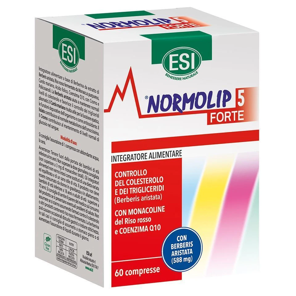 ESI Normolip 5 Forte 60 compresse - Controllo del colesterolo e dei trigliceridi - Immagine 1 di 1