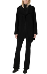 Tahari X4408 Womens Black Ella Double Face Belted Wrap Coat Size Medium - Picture 1 of 3