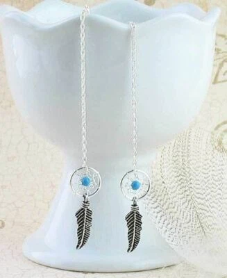 Tiny Dreamcatcher Threader Chain Earrings wh28-ya9 - Image 1 of 4